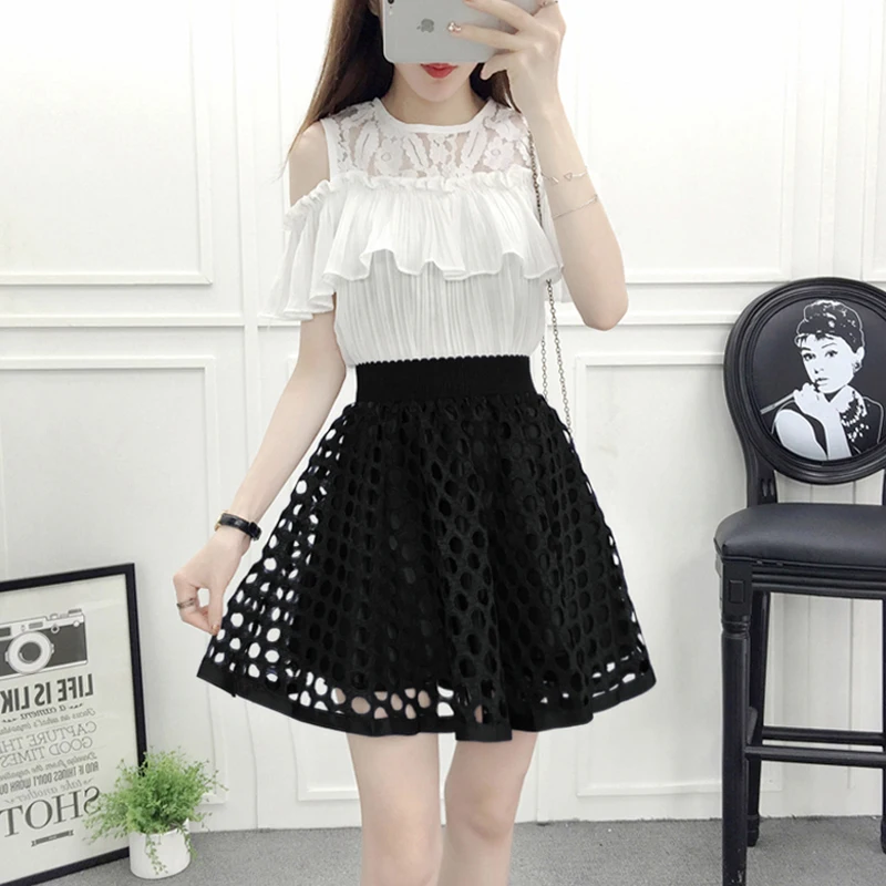 Летний новый сетки юбки женская высокой талии диких puff слово юбка|mesh skirt|waist skirthigh