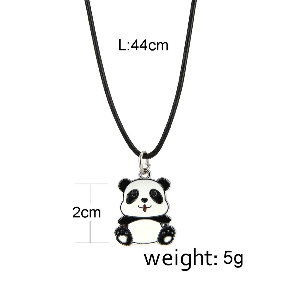 Lureme Lovely колье с изображением панды черным шнуром для женщин и девушек Panda Baby
