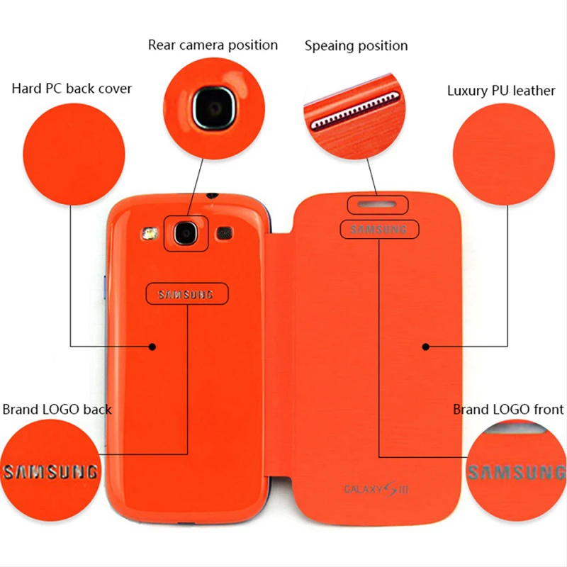 Чехол книжка для Samsung S3 100% оригинальный Galaxy SIII S 3 i9300 Противоударная камера с