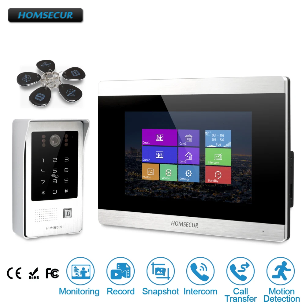 HOMSECUR BC091 + BM715 S 7 &quotПроводной Свободные руки Видеодомофон Система Телефонного