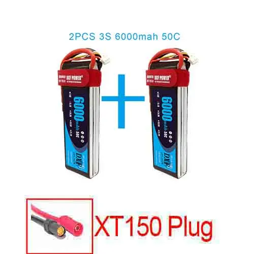 3S6000mah50C-XT150 2 шт. DXF 2S 3S 4S 6S 7,4 V 11,1 V 14,8 V 22,2 V 6000mAh 50C Lipo батарея rex-450 вертолет с фиксированным крылом Квадрокоптер RC автомобиль Лодка - Цвет: 3S6000mah50C-XT150