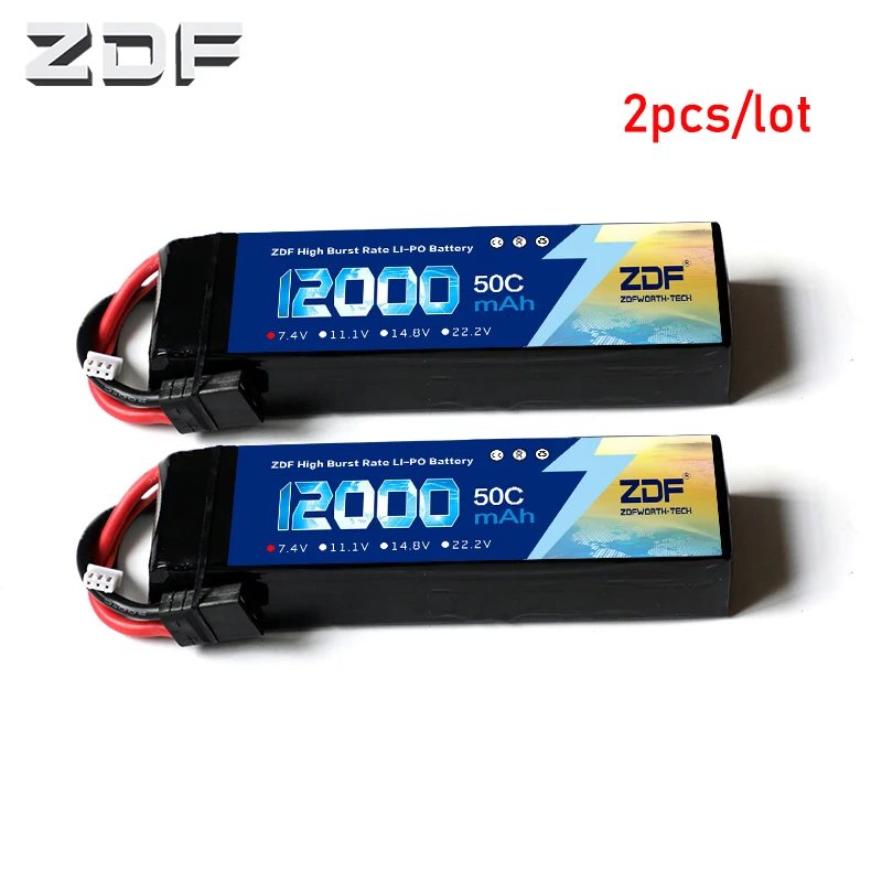 ZDF 2 шт./лот Радиоуправляемый автомобильный Lipo аккумулятор 2S 4P 7 4 В 12000 мАч 50C Max 100C