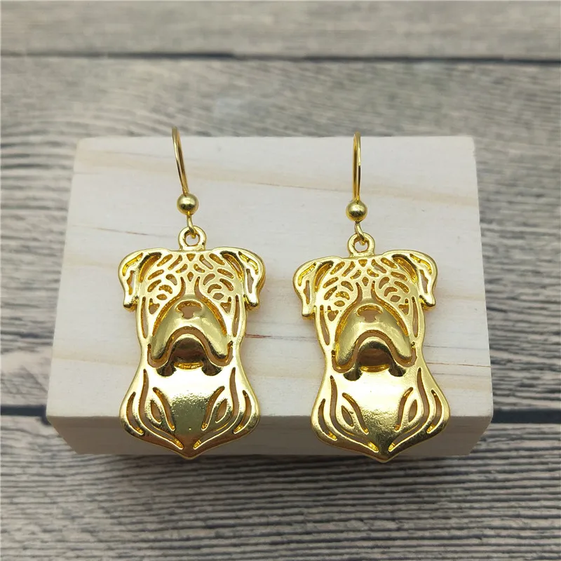 Новые серьги подвески в виде американского бульдога модные стильные женские