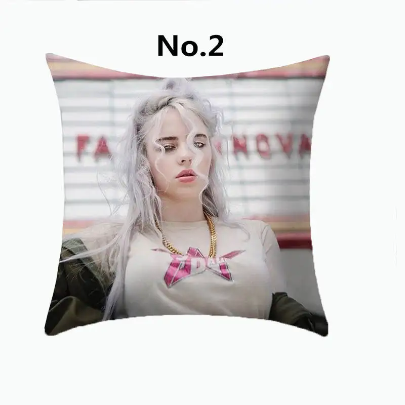 2 Наволочка из полиэстера с принтом Billie Eilish, декоративные подушки для дома, поп-певец Billie, чехол для подушки - Цвет: 2