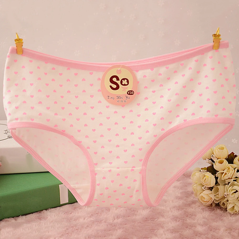 Women's Girls' Cute Cartoon Heart Bear Flower Briefs Mid Rise Panties Underwear |