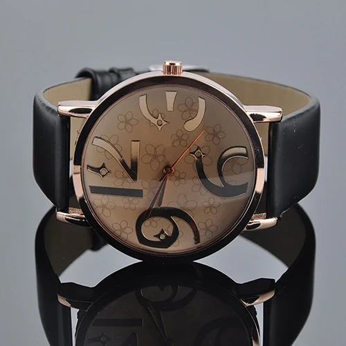

Unisex Fashion Big Arabic Numerals Analog Faux Leather Band Quartz Wrist Watch