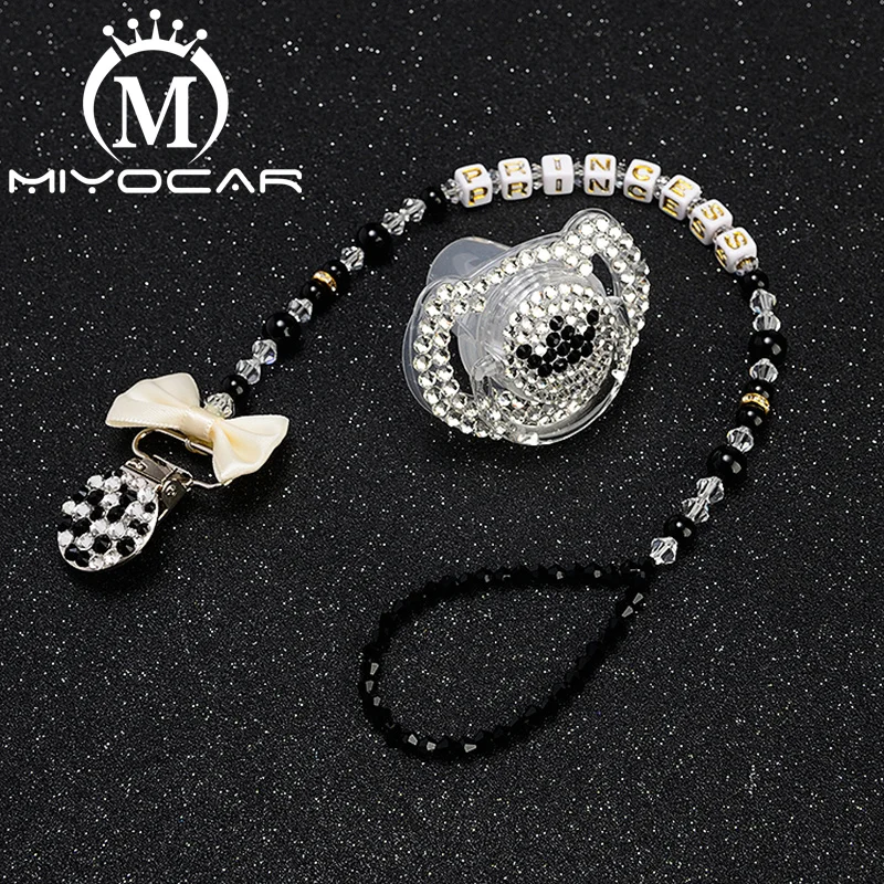 Зажим для соски MIYOCAR со стразами черный и белый цвета|Шнурки чехлы сосок| |