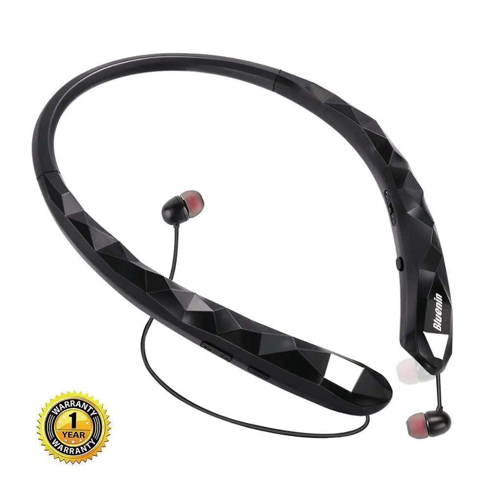 black Bluenin BBH-919 Blutooth наушники Беспроводной шейным гарнитура выдвижной спортивные водостойкие вкладыши для redmi note 5 pro - Цвет: black