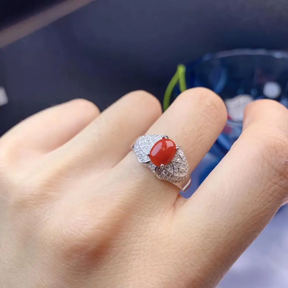 Ювелирные изделия KJJEAXCMY boutique Женское кольцо с натуральным красным коралловым