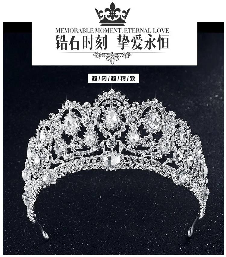Luxo Espumante Coracao de Cristal Coroa De Noiva Acessorios Para o Cabelo As Mulheres Meninas Tiaras Casamento Grande|Украшения для