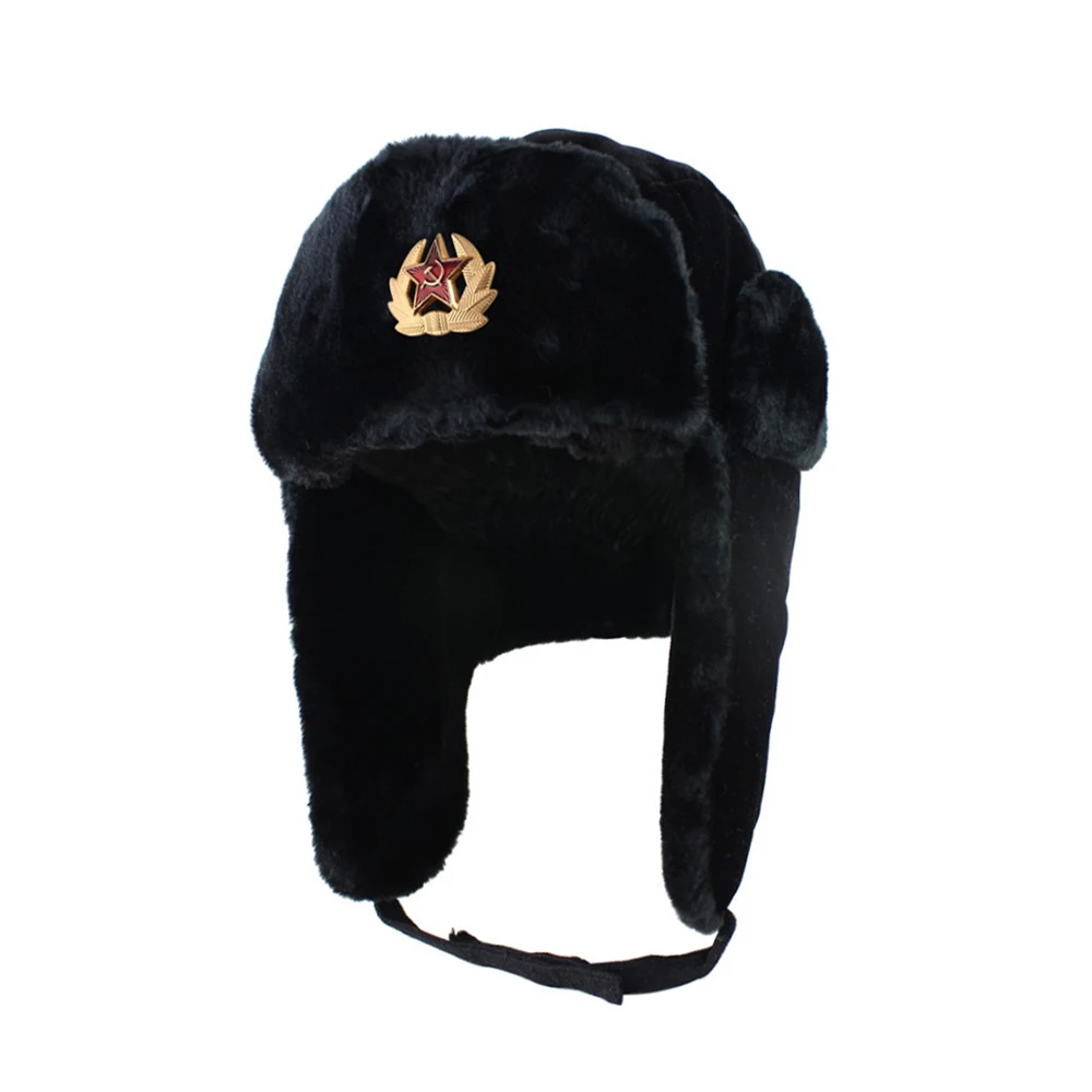 Советская армия военный значок Россия Bomber hats Pilot Trapper Авиатор Кепка зима