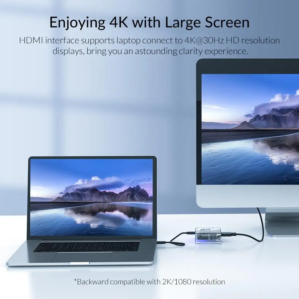 ORICO прозрачный USB C концентратор типа для нескольких USB3.0 4K HDMI 60W PD Быстрая Зарядка