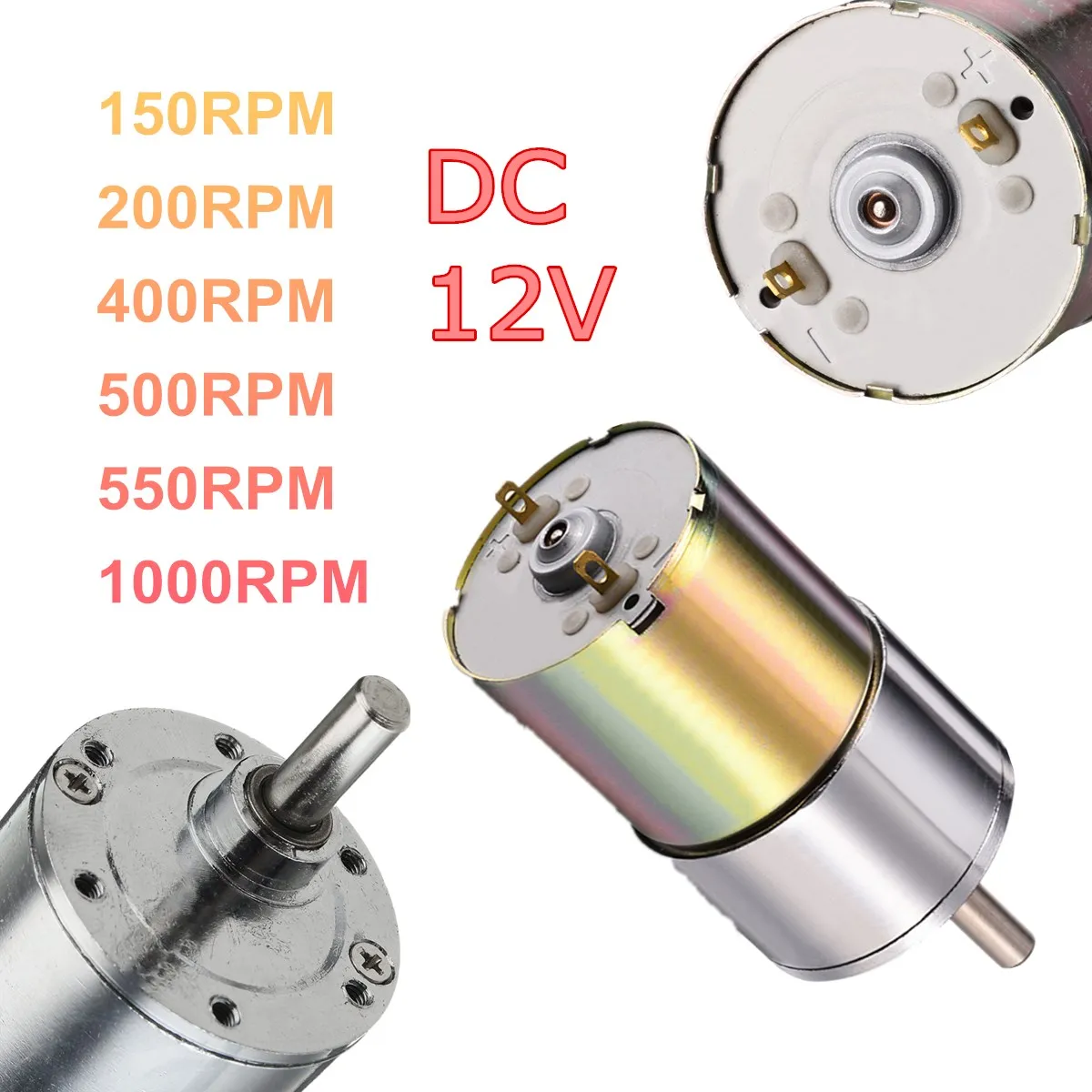 DC 12V 150/200/400/500/550/1000 об/мин Мощный высокий крутящий момент Электрический мотор коробки передач Скорость сокращения