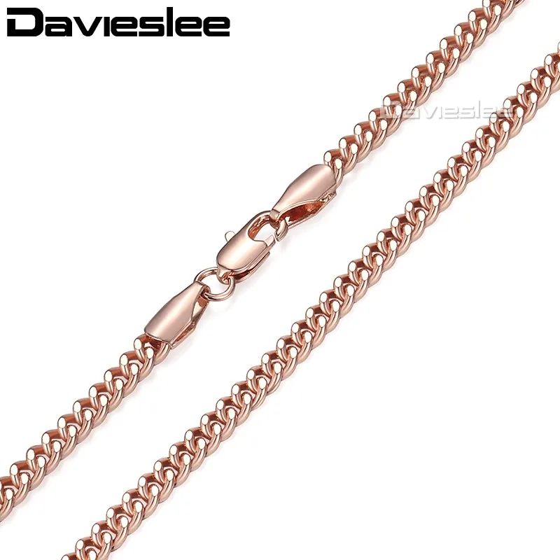 Davieslee 585 розовое золото заполненное ожерелье s для женщин плоская огранка круглое