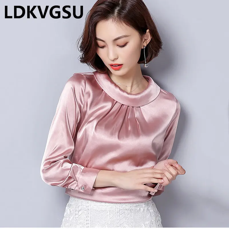 Женская шелковая блузка, повседневная, шифоновая, с длинным рукавом, 9 цветов, весна-осень 2018, топы, размера плюс, 3XL, Is761 от AliExpress WW