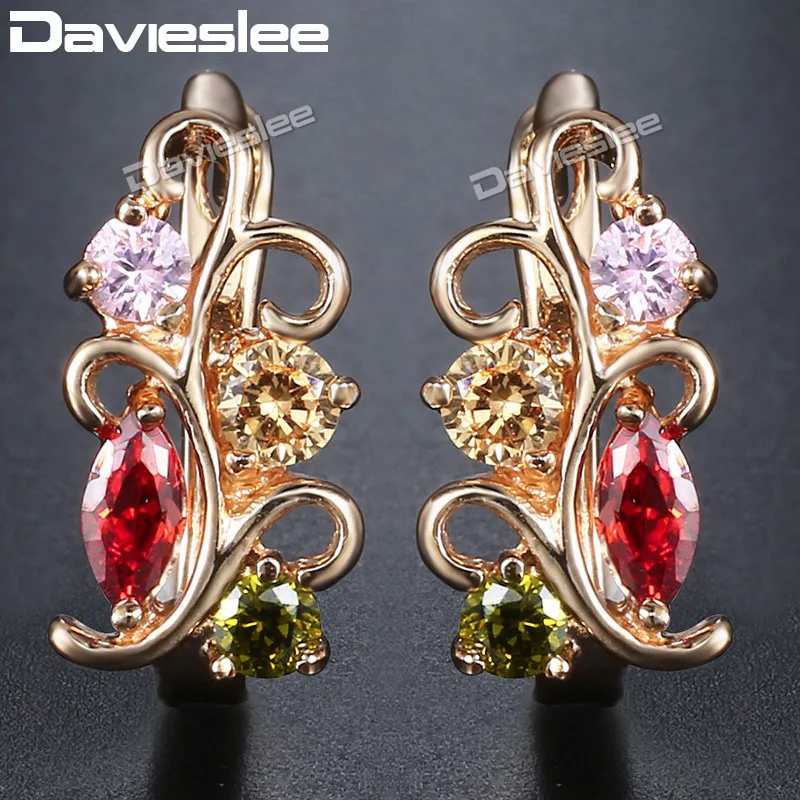 Женские серьги гвоздики с цветком Davieslee многоцветный Цирконий кубический