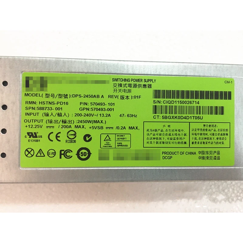 

Used For HP C7000 2450W Server Power 588733-001 570493-101 DPS-2450AB