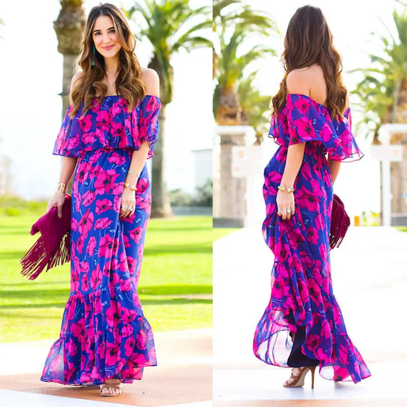 Модное женское сексуальное летнее платье Бохо Макси длинное вечернее пляжное