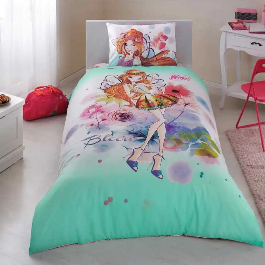 

Single Twin Kids Girls Original WINX BLOOM 100 % Cotton Duvet Cover Bed Set 3Pcs