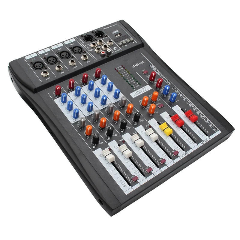 ELM караоке аудио DJ микшер консоли Professional 4 канала микшерный микрофон усилители