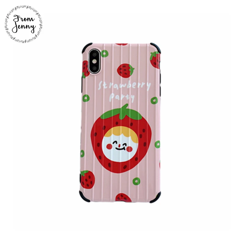 From Jenny Strawberry Cartoon Girl for iPhone x xr xs max 6 6s 7 8 Plus Illustrator Silicone Phone Soft Case |