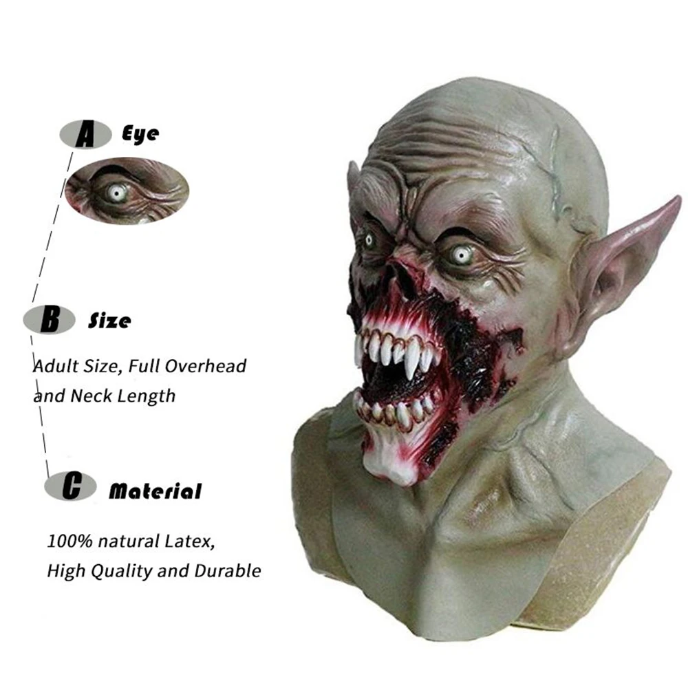 Маска вампира Kurten Demon Zombie страшный взрослый костюм на Хэллоуин вечерние