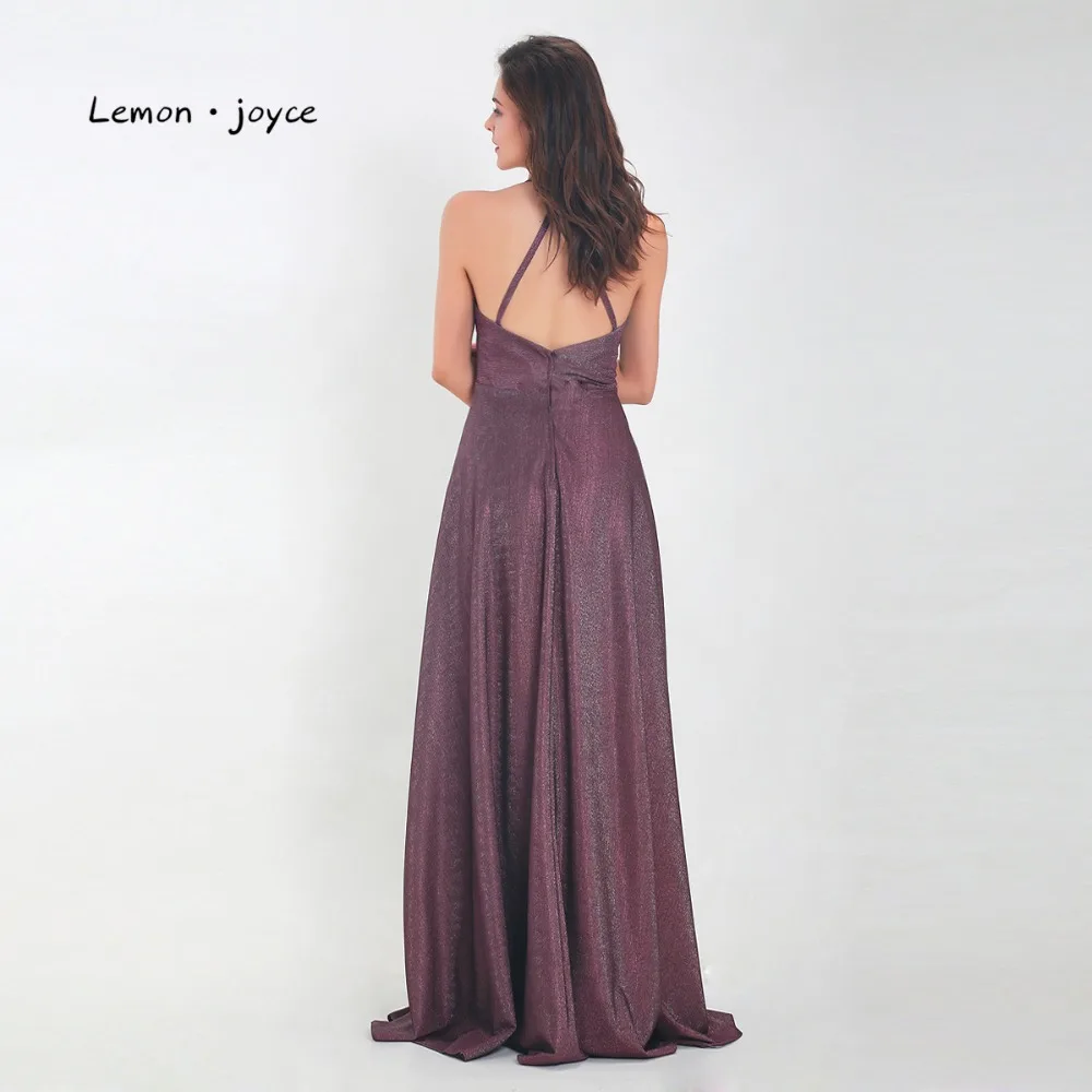 Женское длинное вечернее платье блестящее с V-образным вырезом без рукавов