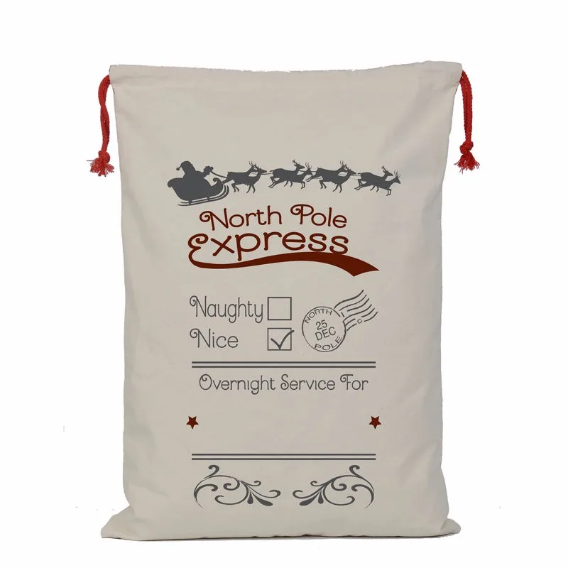 1pcs Christmas Gift Bag 8 styles Red Drawstring Canvas Santa Sack Rustic Vintage Stocking Bags Decoration | Дом и сад