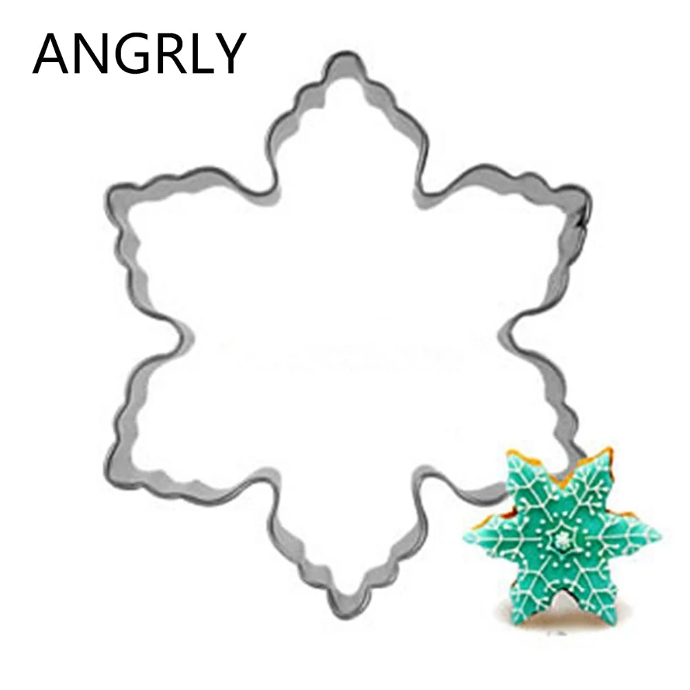 

Snowflake Christmas Cookie Tools Cutter Mould Biscuit Press Icing Set Stamp Mold Stainless Steel Cake Decorating Tools Kitchen