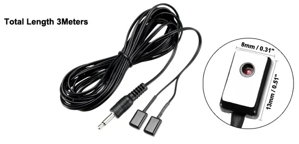 Uxcell 1 шт. один/Dual Head 3,5 мм Jack 38-56 кГц ИК инфракрасный излучатель расширение 1,5 м/3 м кабель провода 45 градусов угол излучения