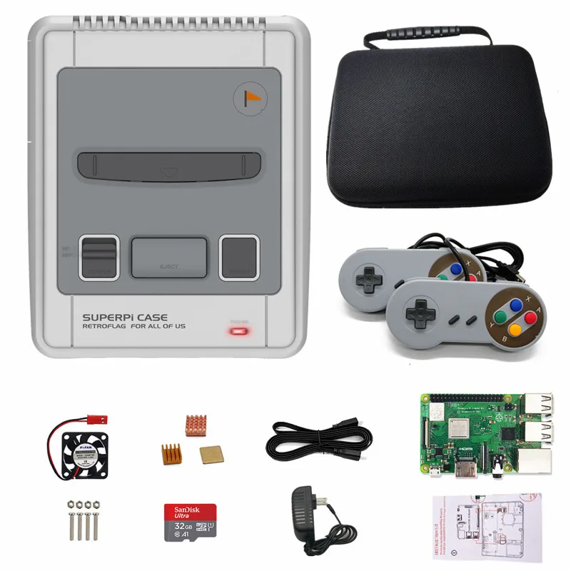 Оригинальный чехол Retroflag SUPERPi для Raspberry Pi 3B + игровая консоль видеоигр совместимая