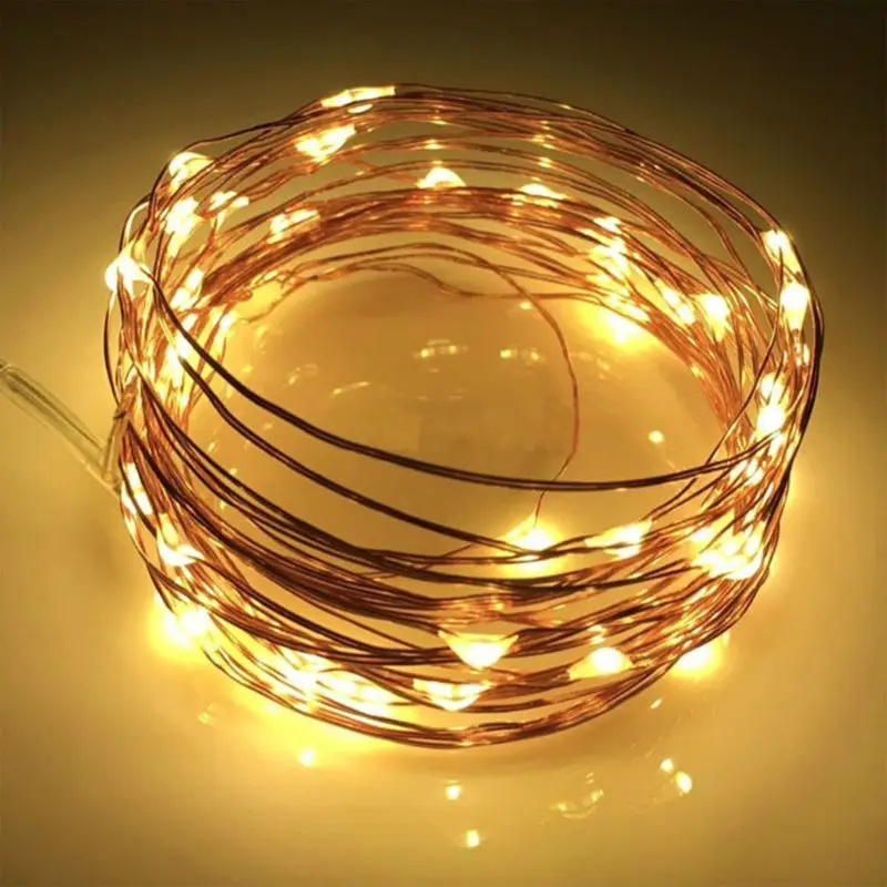 Медная проволочная гирлянда 2 м 20 мини невидимый светодиодный Звездный Сказочный
