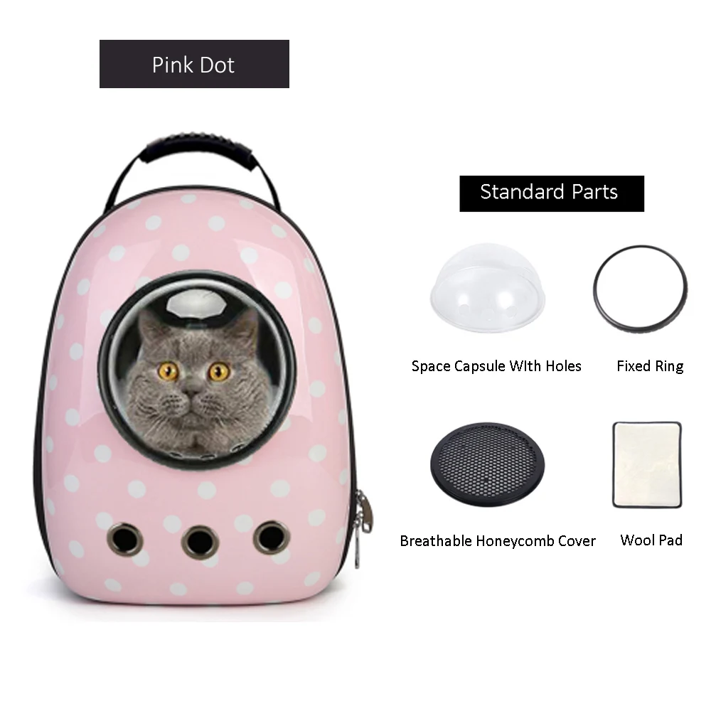 Dot Pink Переноска для домашних животных, кошек, собак, щенков, рюкзак, транспортная сумка для маленьких собак, котят, космонавтов, космическая капсула, дышащие сумки для переноски - Цвет: Dot Pink