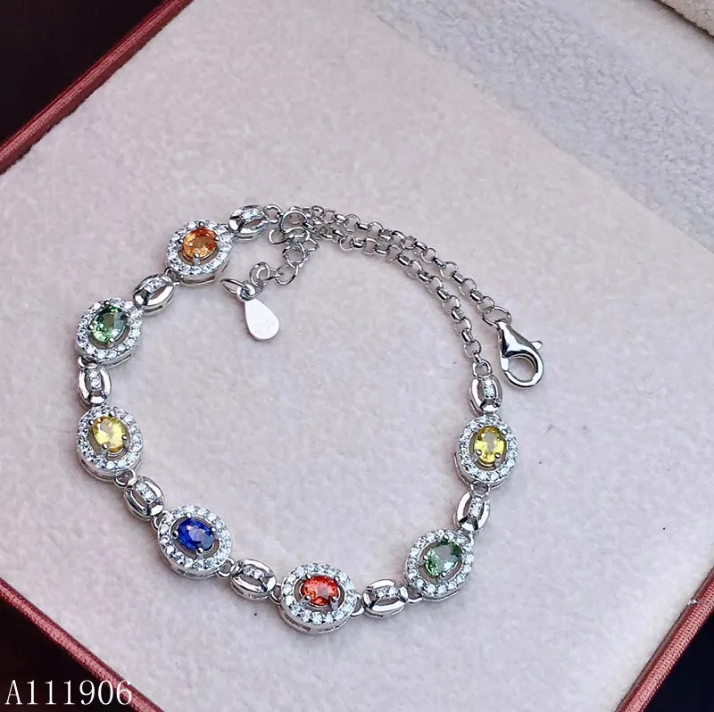 KJJEAXCMY Fine Jewelry 925 sterling silver inlaid natural color sapphire female bracelet support detection of new luxury