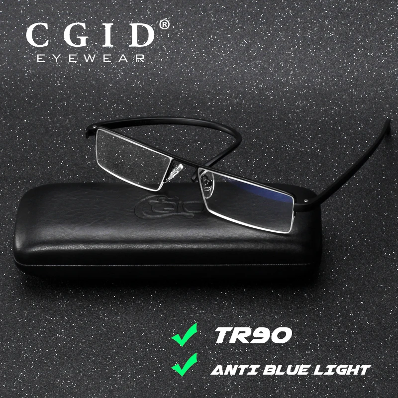 CGID TR90 с защитой от синего света очки для чтения Супер Легкая металлическая