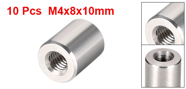 size 2 Uxcell 10 шт. круглое соединение соединительные гайки M3x8 M4x10 M6x10mm высота рукава стержень шпилька гайка нержавеющая сталь 304 крепежные детали - Цвет: size 2