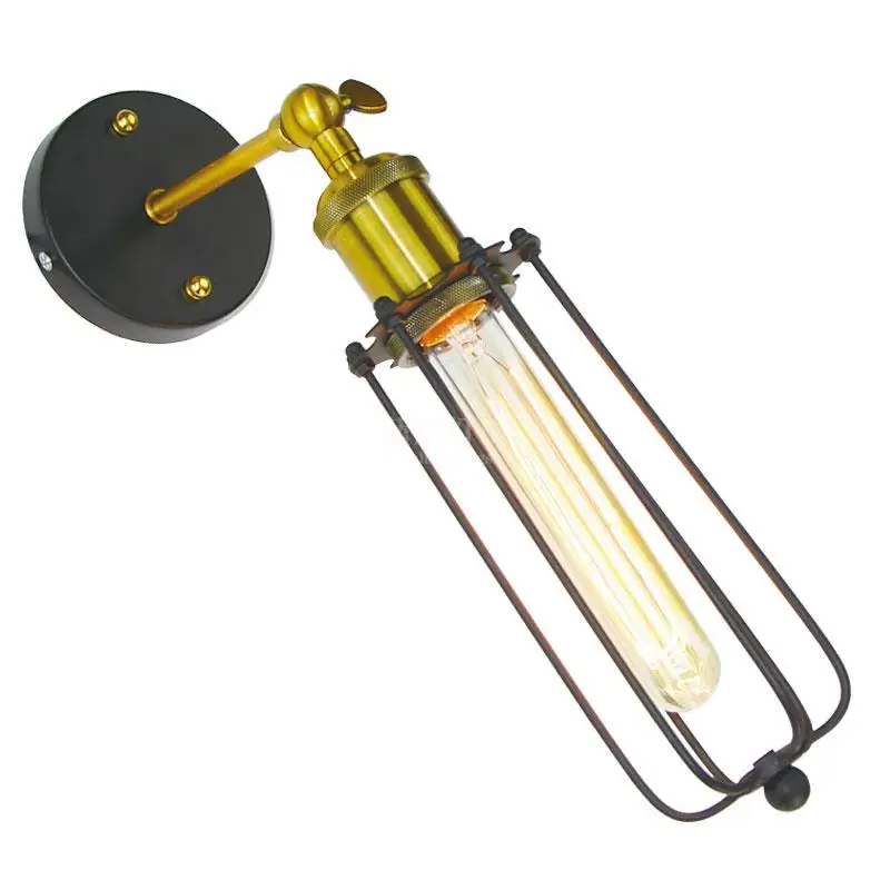 

Loft retro lamp creative Iron cage E27/E26 wall light dining room restaurant aisle corridor pub cafe wall lamp bra wall sconce