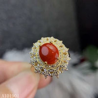 kjjeaxcmy boutique jewelry 925 silver inlaid natural red coral ruby girl ring support detection