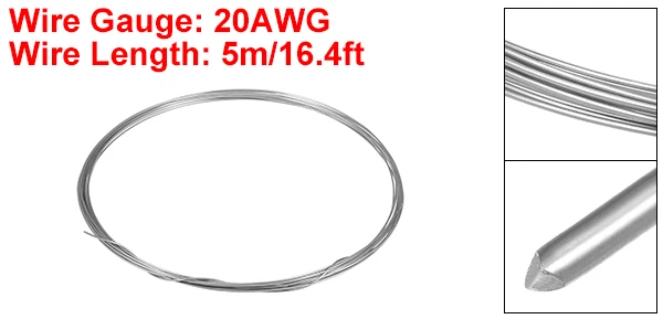 Uxcell 1 шт. нагревательный резистор провода 15AWG 17AWG 18AWG 19AWG 20AWG 21AWG нихромовое сопротивление провода для нагревательных элементов Серебряный тон