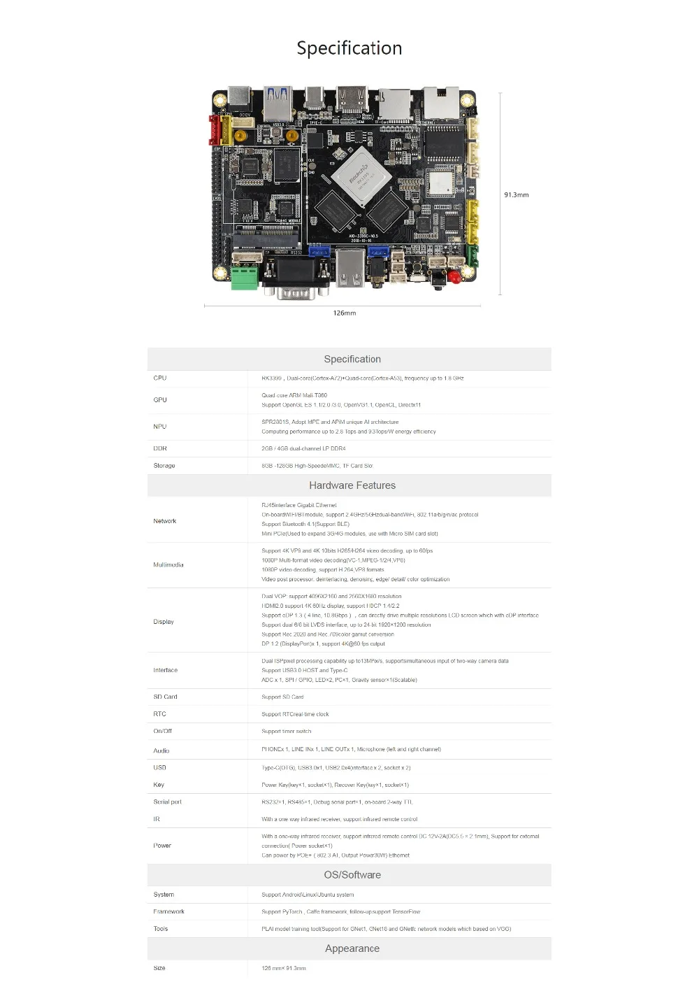 ShenzhenMaker Store AIO-3399C(AI) шестиядерный AI с открытым исходным кодом основная плата