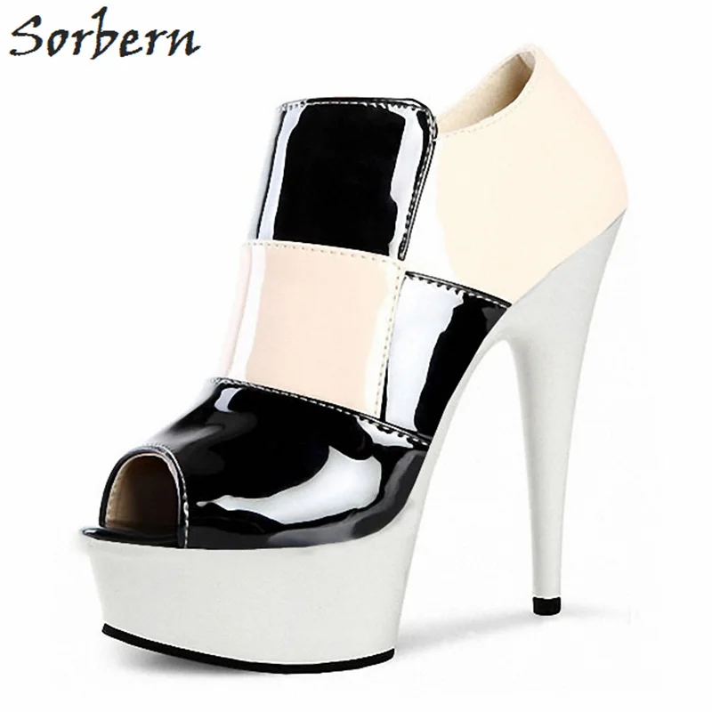 Женские ботильоны с открытым носком на платформе и высоком каблуке | Обувь