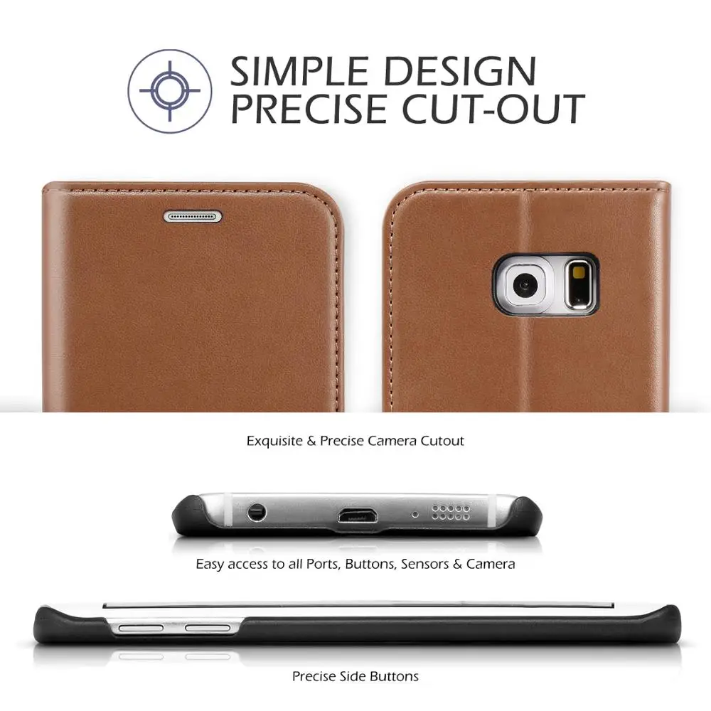 Tuch бумажник чехол для Samsung Galaxy S6 Edge, отделения для карт Kickstand Премиум PU кожаный флип чехол-книжка для Galaxy S6E