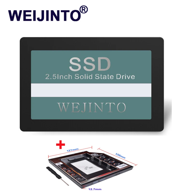 WEIJINTO SSD 60 ГБ 120 240 32 16 SATA SATA3 2 5 дюйма жесткий диск и 12 7 мм 3 0 2nd Caddy для