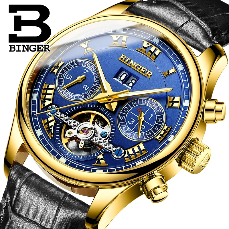 Лидирующий бренд Часы Новинка 2017 года Бингер Tourbillon часы Для мужчин