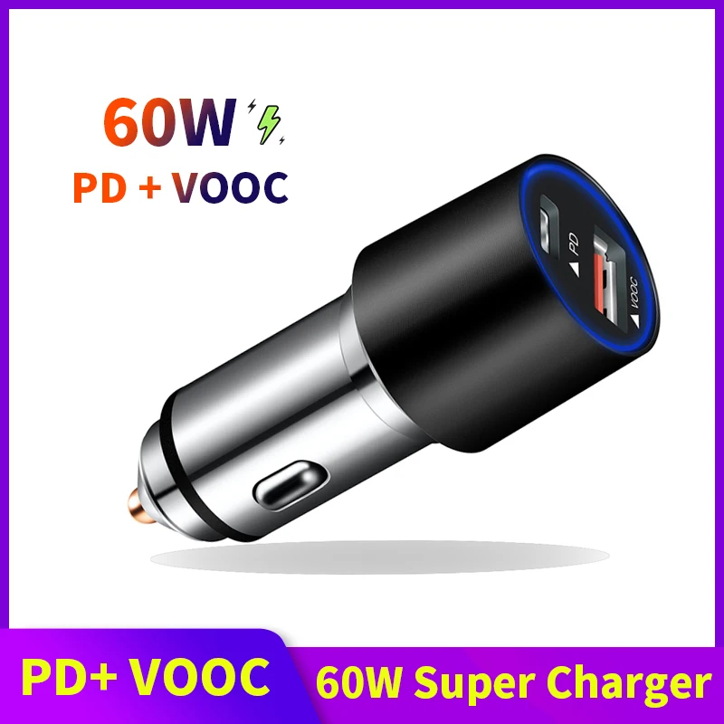 60 Вт автомобильное быстрое зарядное устройство USB Type-C PD для Oppo VOOC QC 3 0 телефона |
