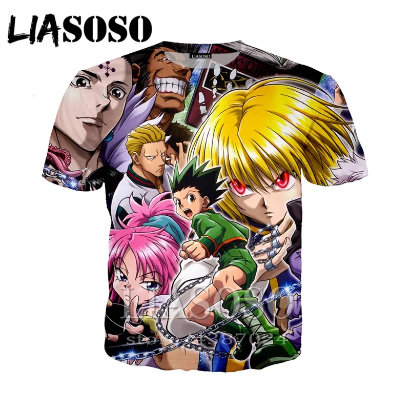 Liaseo модная футболка с коротким рукавом Футболка Hunter x Аниме Новый 3D принт