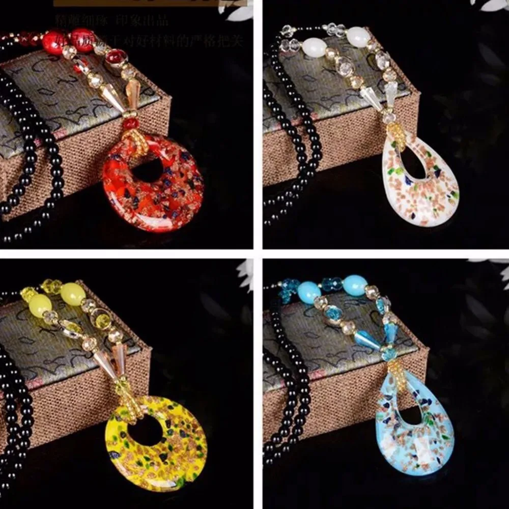 Ожерелье женское из натурального стекла колье ручной работы с Оригинальными