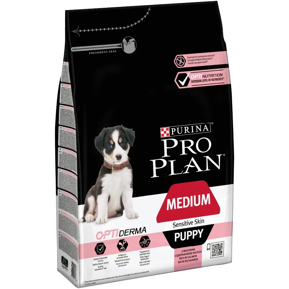 Pro Plan Medium Puppy Sensitive Skin корм для щенков средних пород с чувствительной кожей Лосось 2