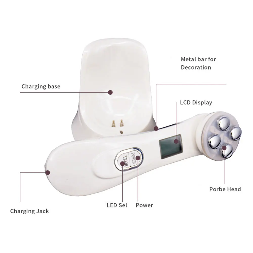 5In1 rf EMS ионный мезотерапия Электропорация уход за кожей лица Красота ручка Радио