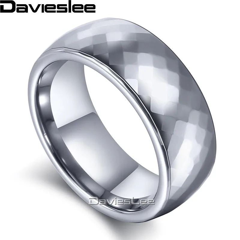 Мужские кольца Davieslee LTR01 из карбида вольфрама с гранями для мальчиков|rings tungsten